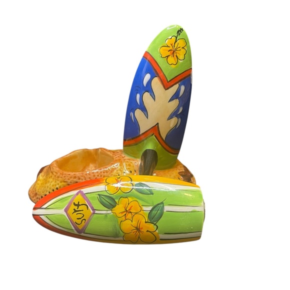 Clay Art Surf Board Salt and Pepper Shakers - Hang Ten Beach Waves Sun and Sand - Picture 7 of 8